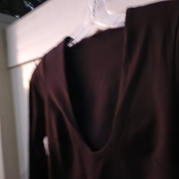 Free People Intimately Deep V-Neck Long Sleeve Thong Bodysuit S/M- BLACK - Picture 3 of 5